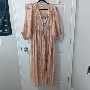 Daughters of India Kyra Maxi Linen Dress Apricot Blush